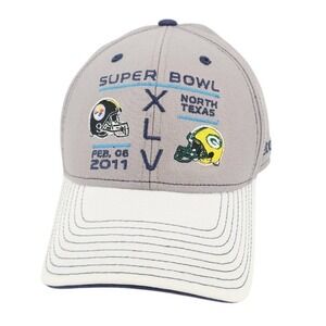Reebok Super Bowl XLV Hat 2011 Steelers vs Packers North Texas Grey Adj. Cap